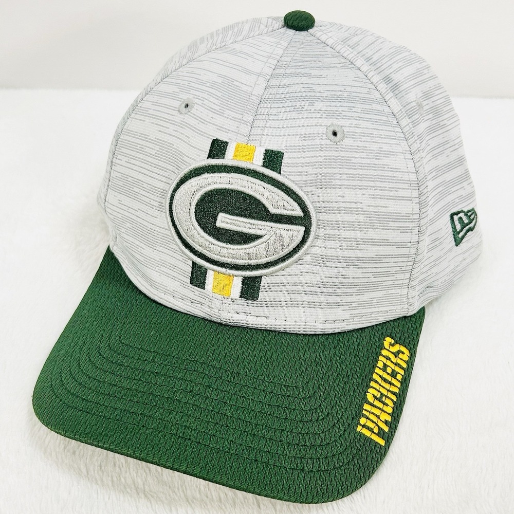 New Era Green Bay Packers 2-Tone Stripe 39THIRTY Stretch‎ Flex Hat Cap M/L Gray